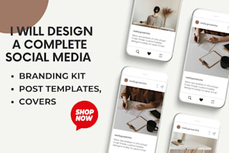 design a complete social media branding kit, post templates, covers