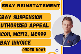 reinstate suspended ebay account and remove mc011, mc113 and mc999 suspension