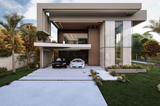 remodel luxury villa fully designed, exterior and interior scene,3d model, cgi