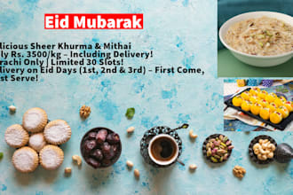 deliver homemade sheer khurma or mithai from famous sweet shops on eid
