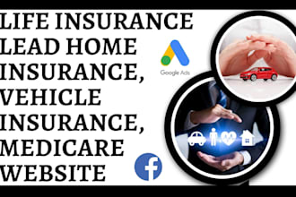 generate life insurance lead home insurance, health insurance, medicare website
