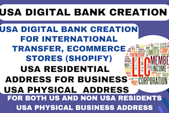 create USA physical bank, bofa chase stripe wise bank account for non residents