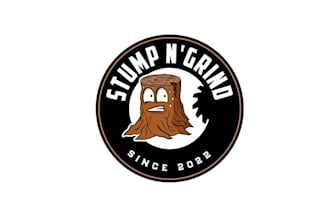 design beautiful grinds tree stumps logo