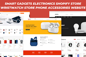 design smart gadgets electronics shopify store gadgets phone accessories website