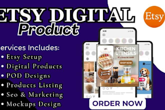 do etsy digital product listing, etsy shop promotion, etsy SEO account creation