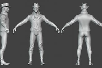 create 3d character modeling, 3d realistic character, 3d texturing, rigging