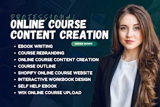 do ebook online course creation, udemy video course upload, content curriculum