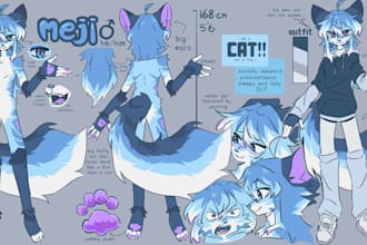 draw character sheet design anime fursona comic cartoon furry manga
