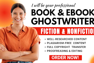be non fiction ebook ghostwriter romance memoir childrens self help book writer