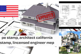 licensed architect pe stamp, alabama, tennessee, south carolina for city permit