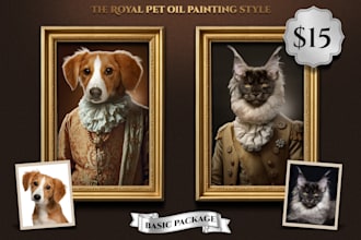turn your pet into a renaissance royal pet portrait