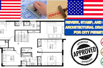 pe stamp and seal your architectural drawings, floor plan city permit in USA