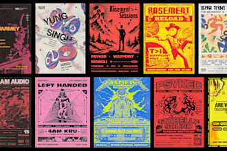create music event poster inspired by 90s rave and alternative design