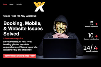 fix wix booking scheduling issues, fix wix mobile responsiveness, wix mega menu