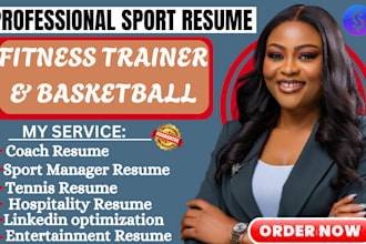 write sport resume, hospitality, fitness trainer,  tennis resume and sprinter
