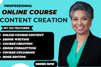 create ebook online course content, course creation, course upload, lesson plan