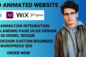 do landing page UI UX design figma,3d animation website 3d wordpress animation