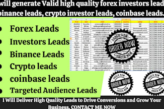 provide hot live crypto forex leads, investors leads, depositor, binance leads