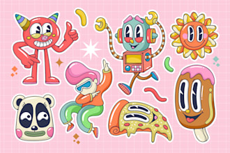 create vintage retro cartoon character for mascot manga art webtoon art comics