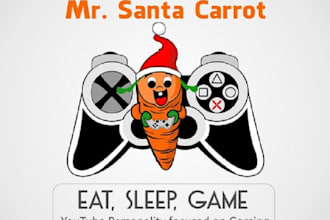 design genuine cartoon carrot logo with eat sleep game