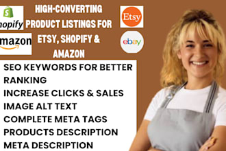 etsy shopify website seo amazon listing optimization product description writer