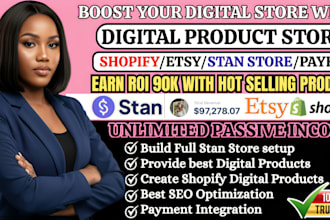 90k roi stanstore, shopify digital products etsy store, etsy complete marketing