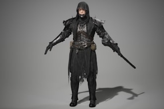 create aaa quality 3d character, ue5 rig, animate for games, optimized poly, uv