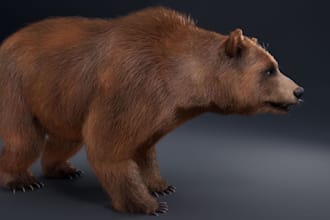 3d animal 3d model, horse, dog, cat, fur, xgen, hair, realistic texture, ue5 rig