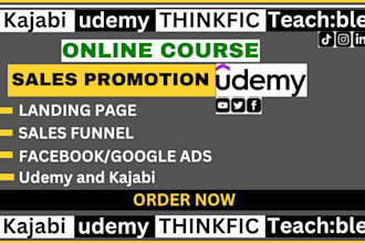 do online course promotion, kajabi and thinfic  marketing sales funnel