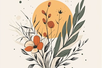 design a hand drawn botanical boho logo