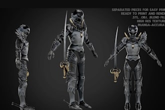 create 3d mask model 3d cosplay helmet model 3d weapon 3d full armor model