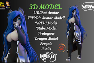 create 3d furry vrchat avatar, vtuber model, nsfw model, vrc avatar for pc