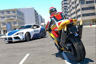 build extreme car, motor bike racing game in unity