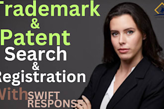 perform patent check, office action, trademark search and trademark registration