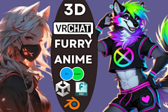 create 3d model vrchat avatar furry anime model