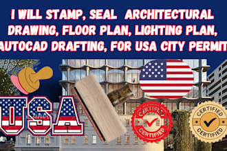 do USA pe stamp autocad drafting stamp lighting design mep site plan city permit