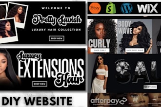 online wig hair extention website using wix shopify squarespace hair website