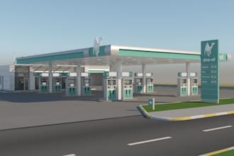 oil station ,strip malls,factory, filling station,rebuild 3d gas station design