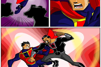 draw full colored superhero comic, comic illustration, webtoon comic, nsfw comic