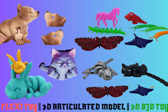 sculpt 3d toy, flexi animal, 3d articulated model, 3d bjd, 3d dragon, flexi toy