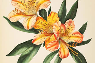 make a botanical watercolor illustration, floral drawing