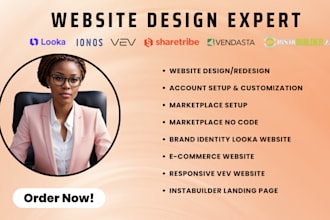 design with looka ionos vev instabuilder sharetribe vendasta website