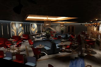 design and render 3d cgi interior for nightclub, restaurant, bar, café, lounge