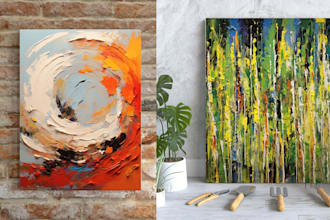 create unique printable digital oil paint abstract wall art