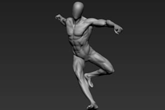 3d articulated model, human model, 3d toy, 3d bjd, 3d doll flexi for 3d printing