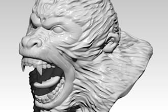 quality 3d headbust,3d printable creature for game,tabletop animal sculpt,zbrush