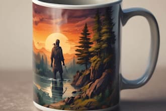 create custom typography coffee mug design or cup design