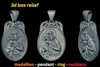 bas relief 3d pendant ring coin medallion cnc jewelry necklace zbrush print stl