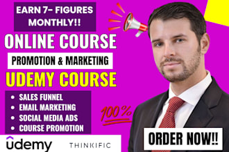 online course promotion, udemy course promotion thinkific marketing sales funnel