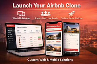 build a airbnb clone web and mobile app with admin panel